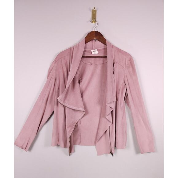 Mote Faux Suede Asymmetrical Zip Jacket Blush Pink Size Large - Picture 8 of 12